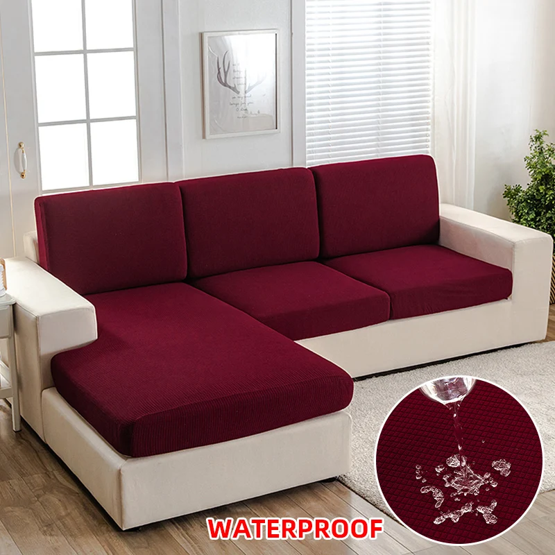 방수 소파 좌석 쿠션 커버 1PC 솔리드 컬러 탄성 소파 커버 자카드 소파 좌석 커버 애완 동물 어린이를위한 가구 수호자