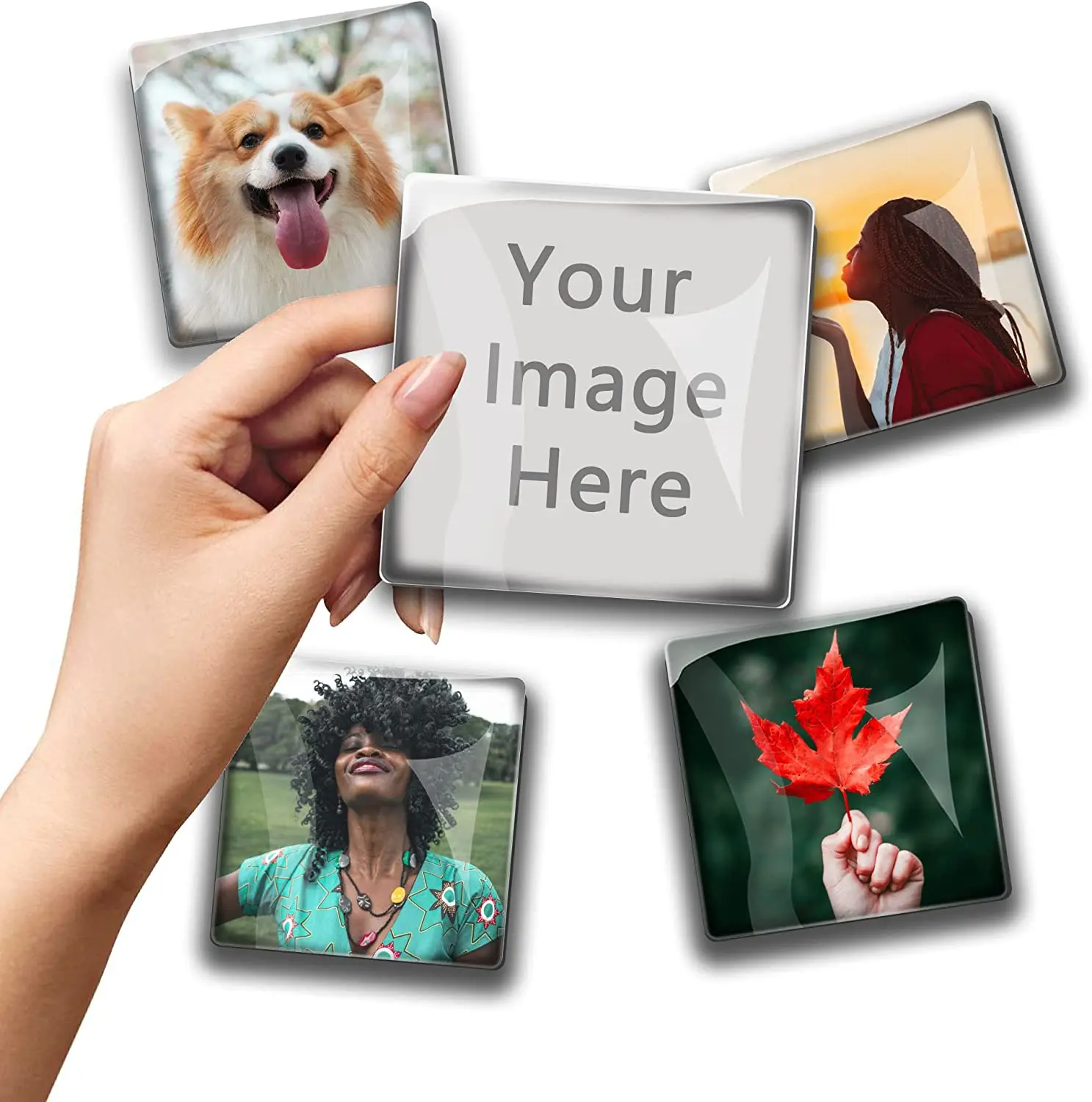 Magnetic Fridge Magnets Magnetic Fridge Stickers Magnetic Photo Holders Personalized Glass Fridge Magnet Photo Gifts Square Round Picture Refrigerator Kitchen Home Decor Souirs 3cm 4cm 5cm