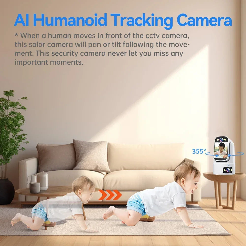 3MP WIFI IP Camera HD Baby Monitor Camera 2-Way Video Call Color Night Vision One Key Click Call CCTV PTZ Wireless Smart