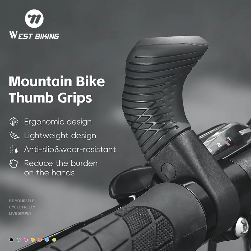 WEST BIKING MTB Bike Thumb Grips Lightweight Ergonomic Mountain