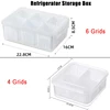 Refrigerator Storage Box 4/6 Grid Food Vegetable Fruit Storage Box Fridge Organizer Drain Basket Meat Onion Ginger Clear Crisper 6