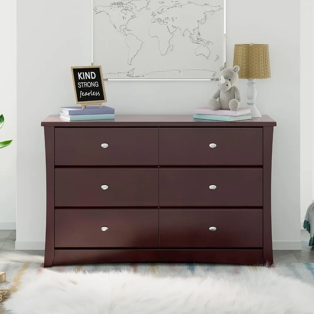 Storkcraft Crescent 6 Drawer Double Dresser (Espresso) – GREENGUARD Gold Certified, Dresser For Nursery, 3