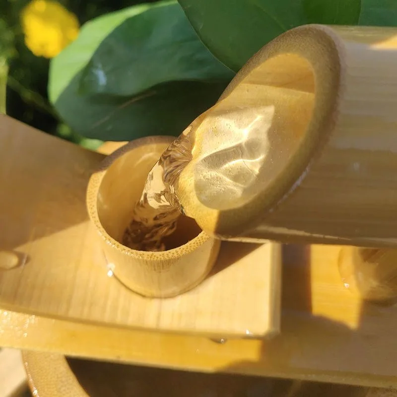 Water humidifier decoration Bamboo fountain crafts fortune Feng shui wheel water feature decoration Creative wedding gift 3