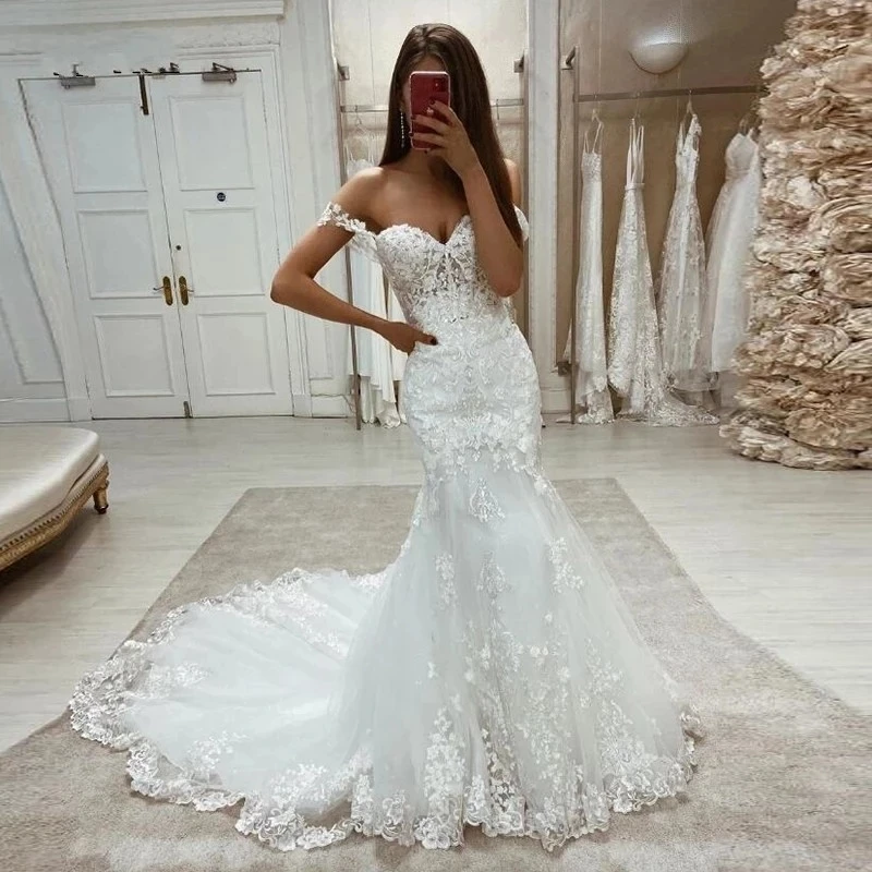 

ANGELSBRIDEP свадебные платья в стиле бохо, юбка-годе, с открытыми плечами, со шлейфом, официальное длинное свадебное платье, лидер продаж