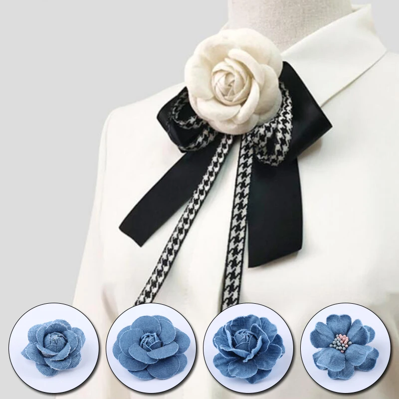 5pcs Denim Decorative Flowers Clothing Making Fabric Flowers DIY Supplies Sewing Accessories Handmade Crafts Garment Decor denim fabric flowers