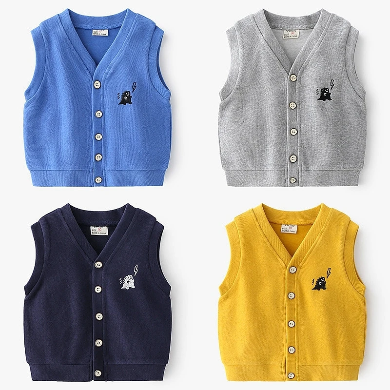 XUANMU Spring Autumn Children's Clothing Boys Vest Fashion Cartoon Cotton Soft Inside Wear Kids Outfit Clothes For 2-10y Boy XB096_viptrois.com