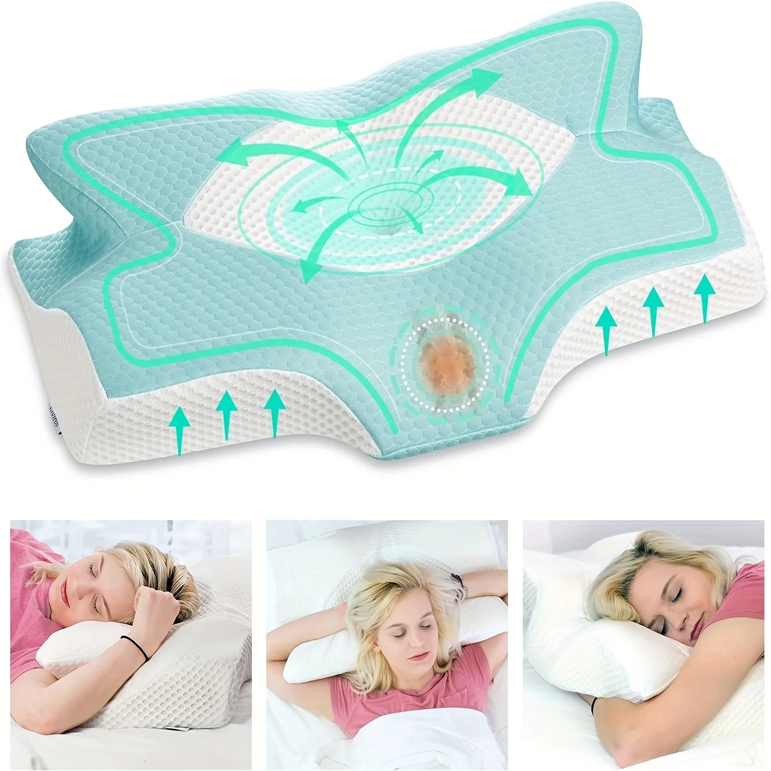 

1pc Memory Foam Cervical Pillow, Slow Rebound Cool Soft Pillow, Ergonomic Orthopedic Sleep Neck Contour Support Pillow, For Side