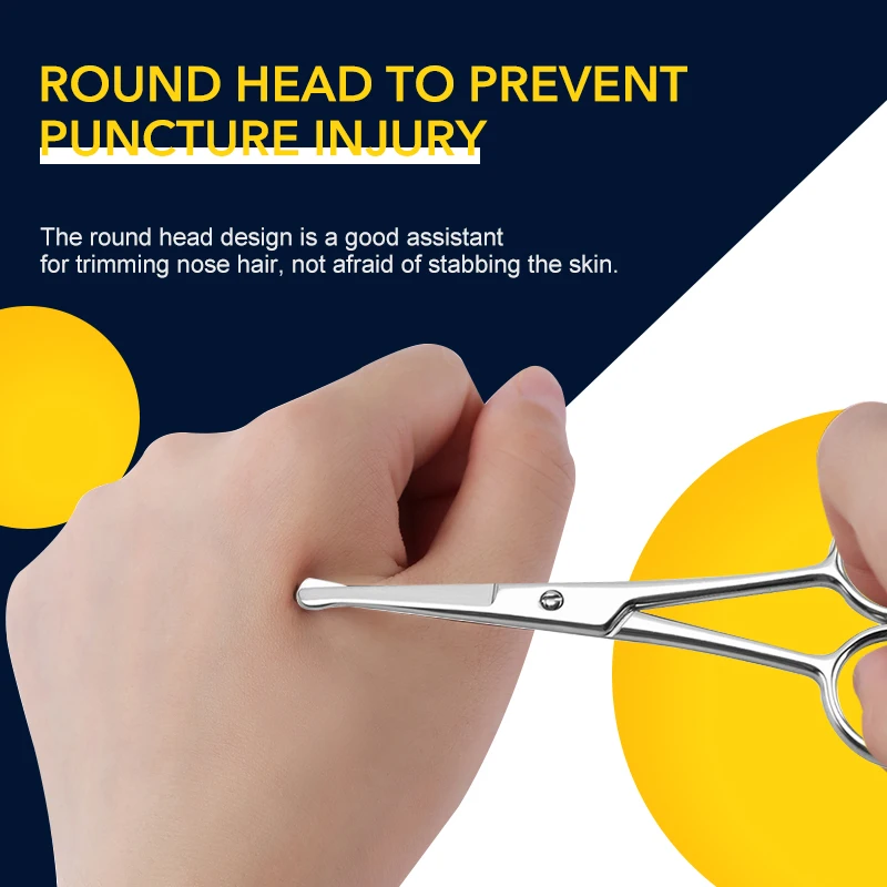 1Pcs Nose Facial Hair Small Mini Scissor Rounded Tip Stainless Steel Trimmer For Eyebrows Eyelashes Beard Trimming Grooming 3