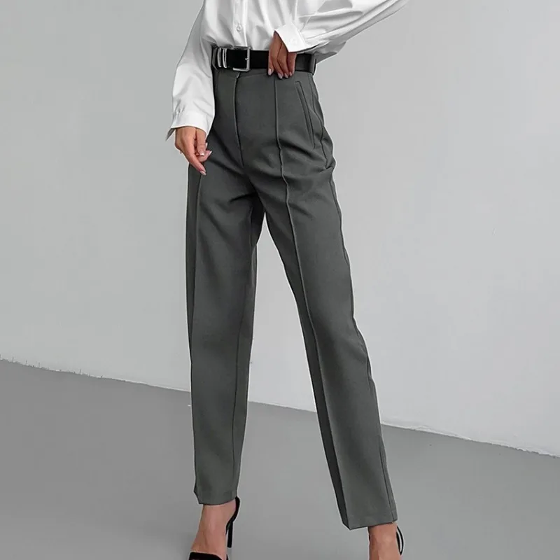 Spring Women's Clothing French Black Elegant Suit Pants Temperament Commuting Women Fashion Slim High Waist Small Feet Trousers