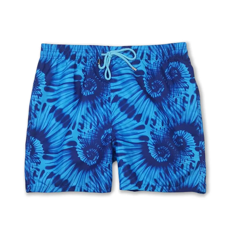 2023 New Summer Men Fashion Swimwear Ultra-Light Packable Nautilius Tie & Dye Shorts Beach Surf Swim Pool Party Bermuda Wg31