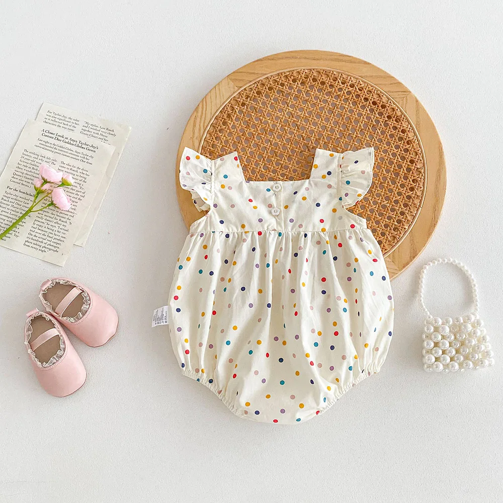 Summer Baby Girls Colorful Dot One Piece Bodysuit