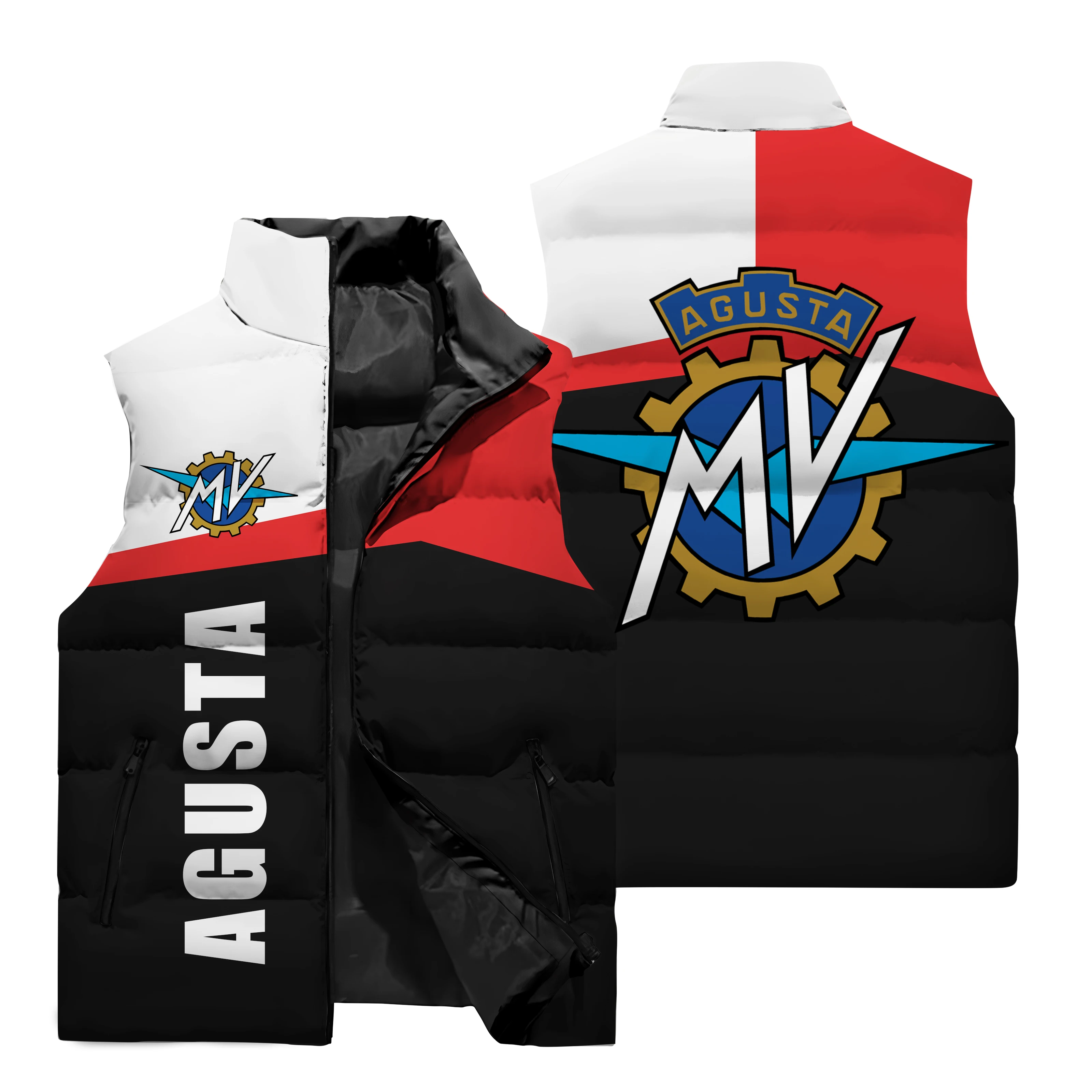 thumbnail image 2 of Chaqueta sin mangas con estampado del logotipo 3D de AGUSTA para hombre, gran oferta, para deportes al aire libre, ciclismo, cálida, con cuello alto y cremallera, 2 of 5