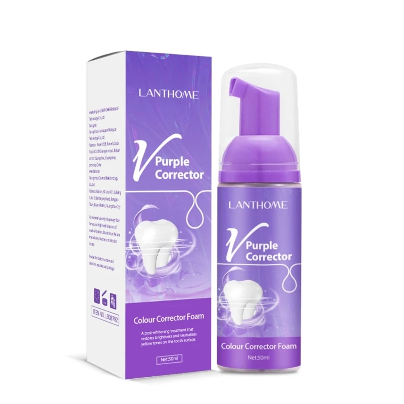 

LANTHOME Purple Corrector Teeth Whitening Mousse Foam Deep Cleaning Toothpaste