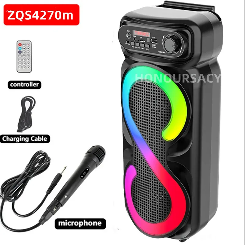 

60W Bluetooth Speaker Big Power Family Karaoke Wireless Portable Column 3DStereo Subwoofer Music Party Speakers with Microphone