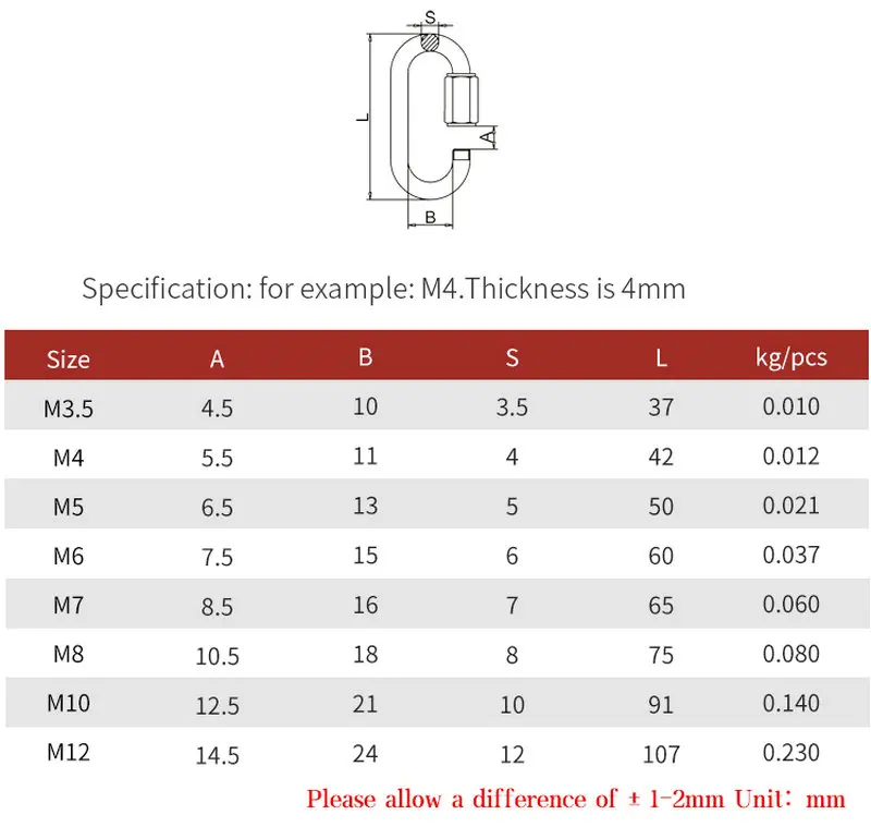 Marine Grade Edelstahl 316, Schraubverschluss, Kletterausrüstung, Karabiner, Schnellverbindungen, Sicherheits-Karabinerhaken für Kette, Verbindungsring, Schnalle – Detail 1