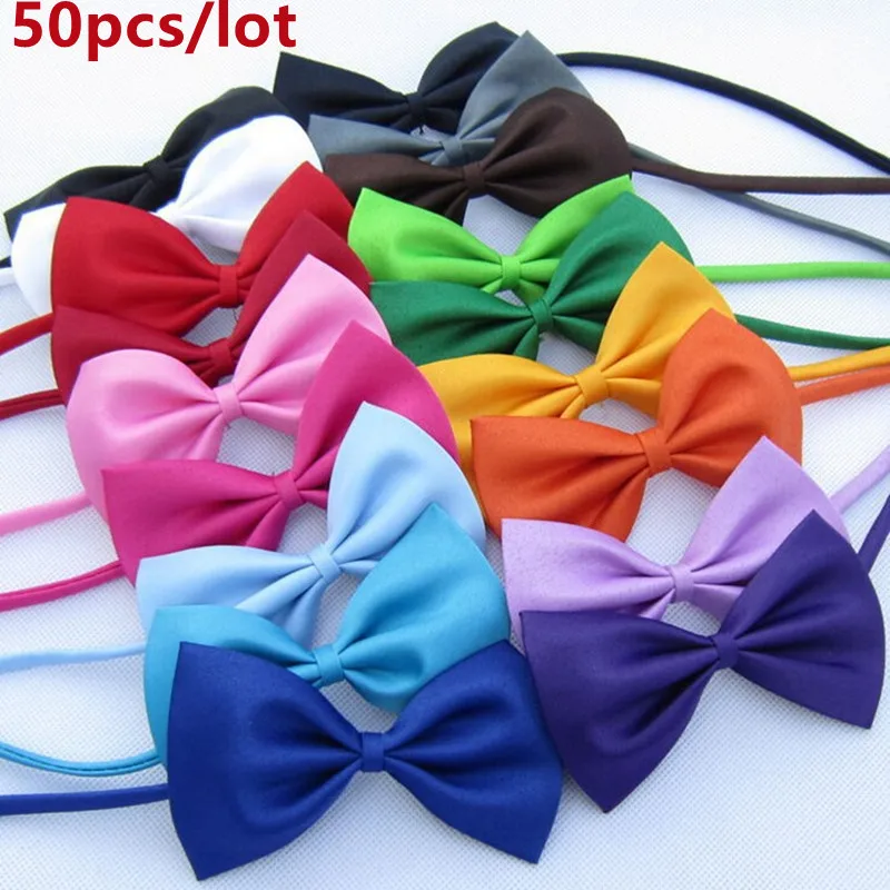 50pcs/lot Pet Dog Bow Tie Pets Bowknot Collars Cat Dogs Necklace Neck Tie Adjustable Strap Grooming for Puppy Pet Accessories colorful plush ball cat collar pet dog multicolor neck ring puppy cute necklace small dogs collars pets mixing color ball scarf