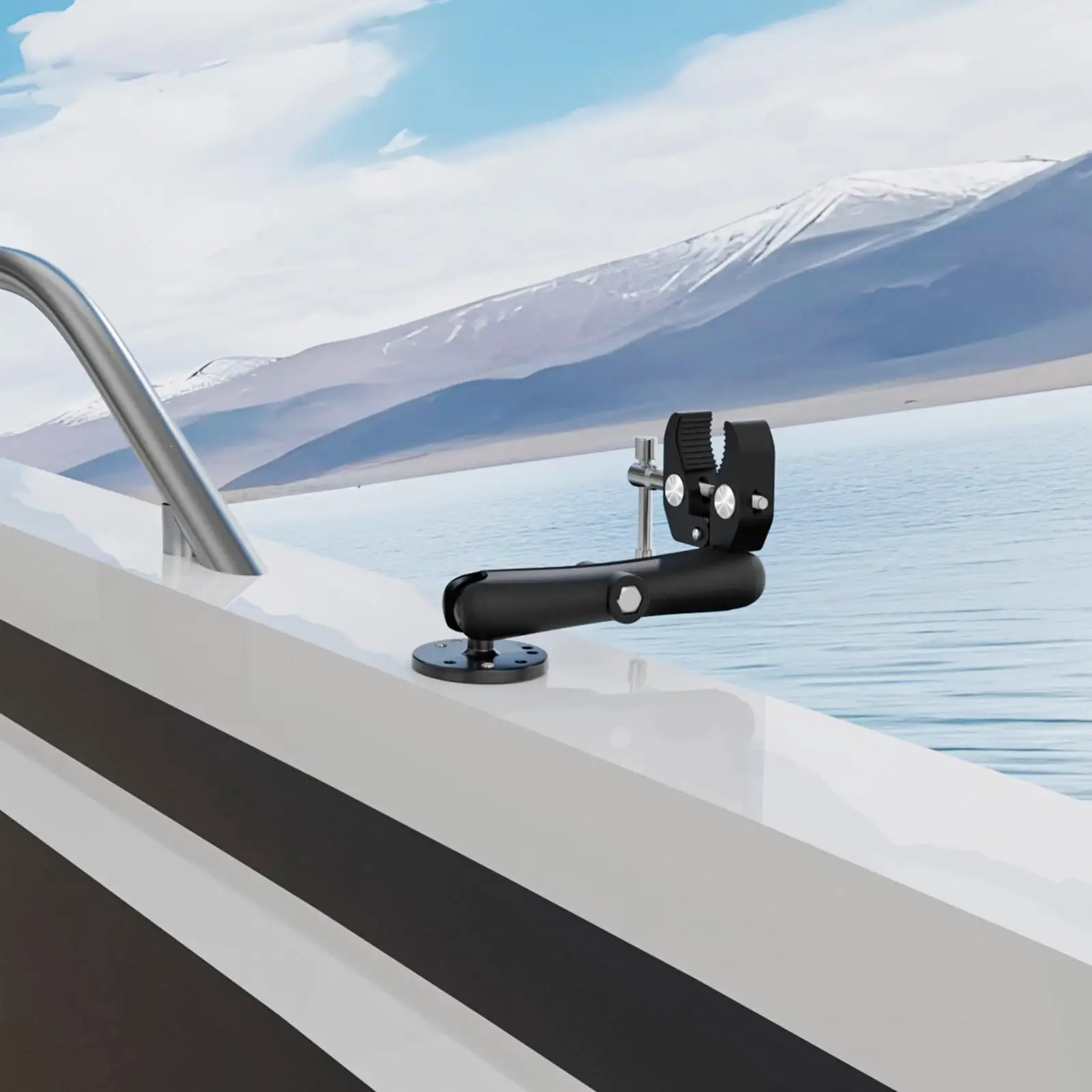 Trolling Motor Stabilizer Aluminum Alloy Trolling Motor Bracket Anti-Vibration 360 Degree Adjustable Shaft Support Clamp