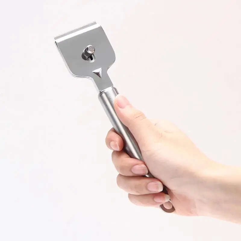 Razor Blade Scraper Stainless Steel Glass Scraper Cooktop Cleaning Scrapers with 4 Blades for Removing Labels Stickers Decals