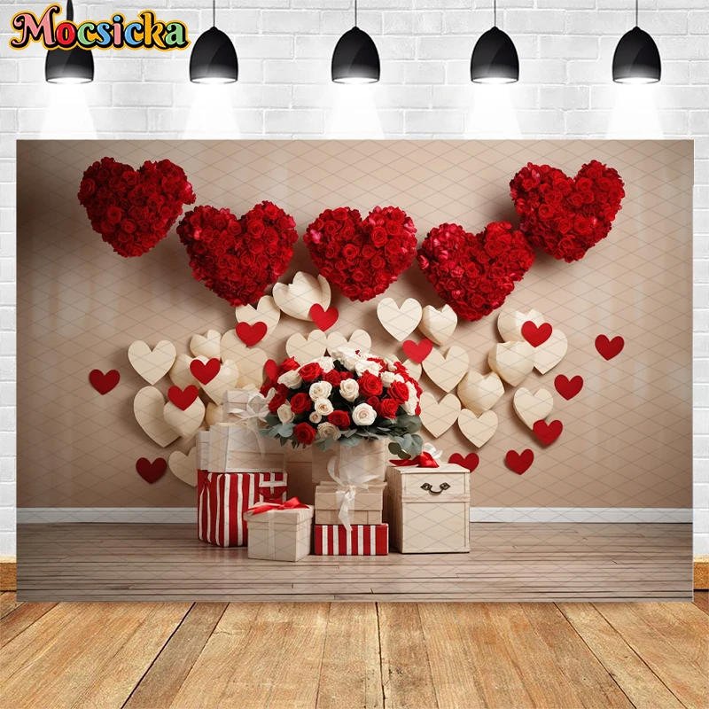 Mocsicka Valentine's Day Photography Background Love Roses Decor Romantic Confession Adult Portrait Backdrop Photo Studio