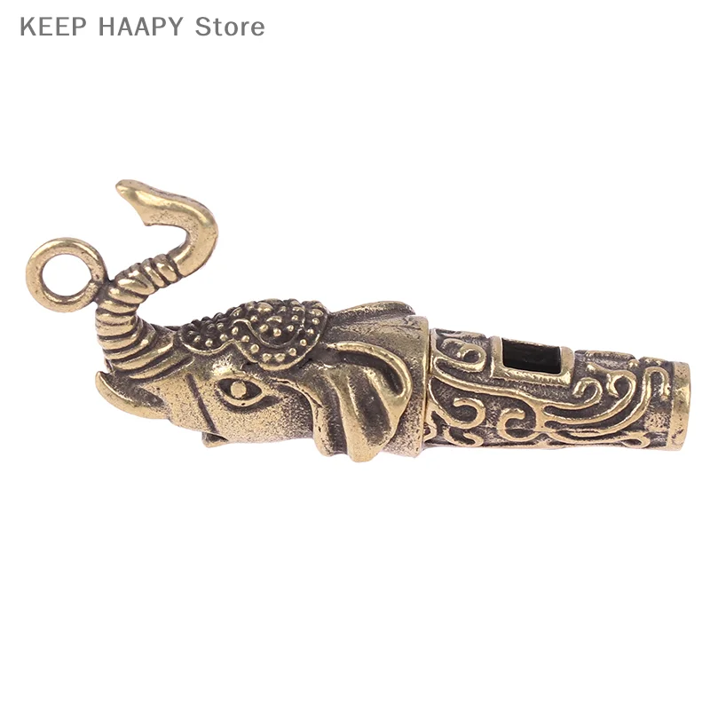 

1Pc Survival Whistle Brass Metal Treble Training Wilderness Survival Pendant Elephant Whistle Antique Keychain Outdoor Gift