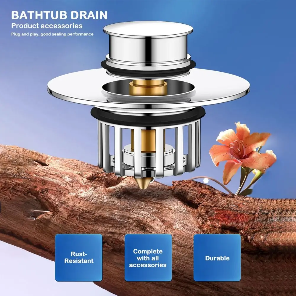 Brass Bathtub Drain Stopper Rustproof Anti Clogging