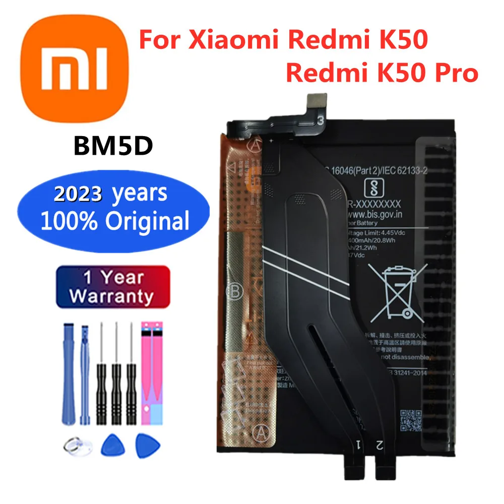 

2023 Years Xiao mi 100% Original Battery BM5D 5500mAh For Xiaomi Redmi K50 / K50 Pro / K50 Pro+ Phone Battery Bateria + Tools