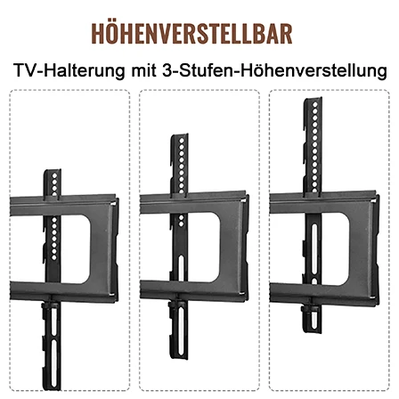 Holz-TV-Schrank mit Schwarzem Hartglas, Höhenverstellbarer Fernsehständer, Multidirektional Schwenkbar, Modernes TV-Board mit Wandhalterung – Detail 2