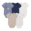 5 Pcs/Lot Four Seasons Fashion Cartoon Short Sleeve Baby Boy Girl Bodysuits Soft Newborn Onesies Clothes 1