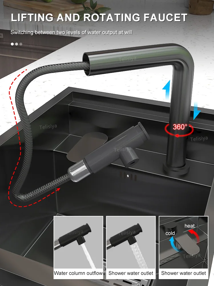 Description Picture 4 of itemHidden Cup Washer Stainless Steel kitchen Sink Multifunction Wash Basin With Cover Plate Mini Bar Balcony Small Single Slot