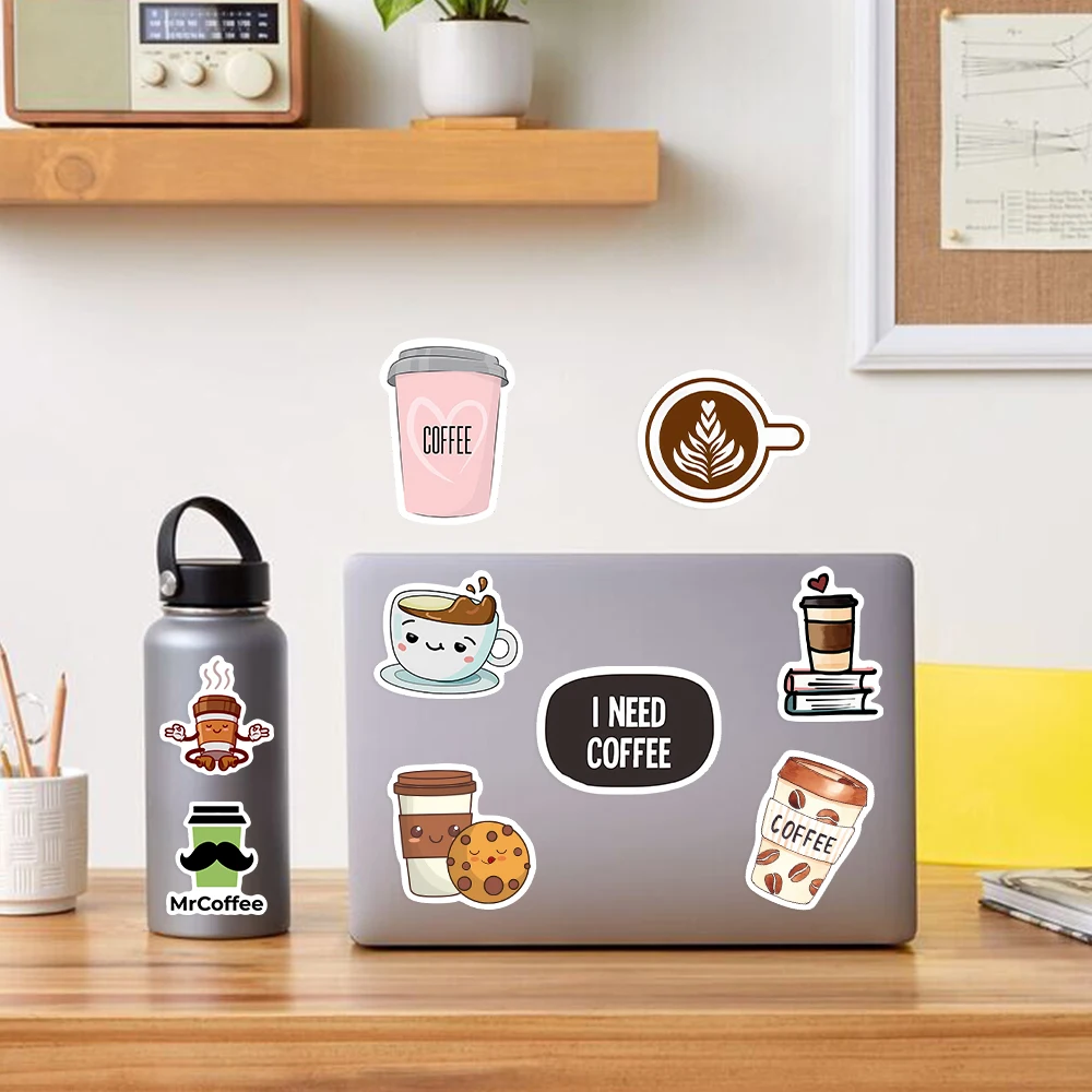 Cartoon stickers Decorative stickers Self adhesive stickers Custom stickers Anime stickers Adhesive stickers Decorative labels stickers Cartoon sticker Diy scrapbooking accessories Magic stickers 10/25/50PCS Leisure Kawaii Vintage Tea Coffee Stickers DIY Skateboard Laptop Luggage Cup Bike Motorcycle Phone PVC Waterproof