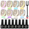 MEET ACROSS 9Pcs Auroras Cat Magnetic Gel Nail Polish Set 7ml Semi Permanent Varnish Shining Pink Blue Fairy Maget Gel Nails Kit 1
