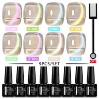 MEET ACROSS 9Pcs Auroras Cat Magnetic Gel Nail Polish Set 7ml Semi Permanent Varnish Shining Pink Blue Fairy Maget Gel Nails Kit 1