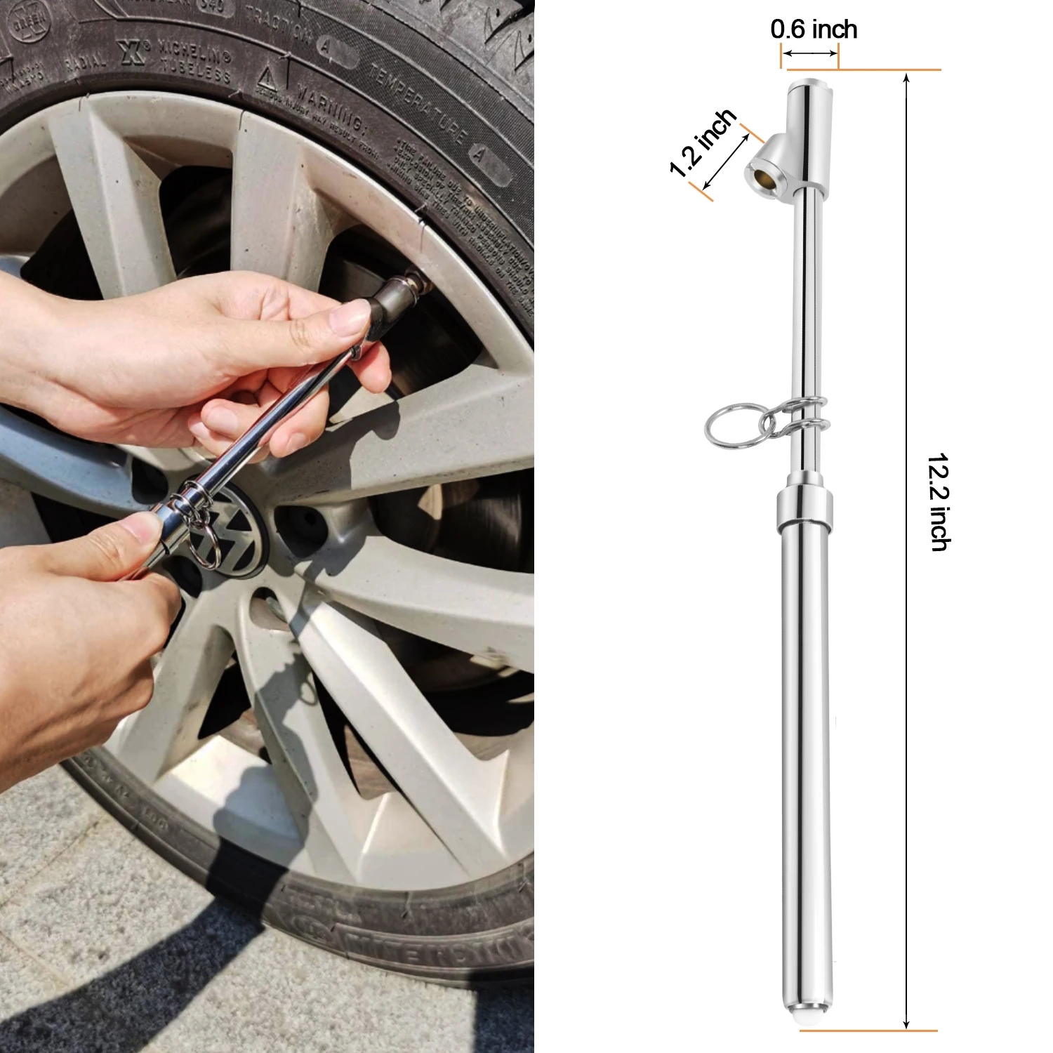 ATsafepro 트럭 타이어 압력 게이지 2 PCS 헤비 듀티 펜 타이어 미터 범위 10-150PSI 1-10kg/cm2 듀얼 헤드 공기 압력 게이지