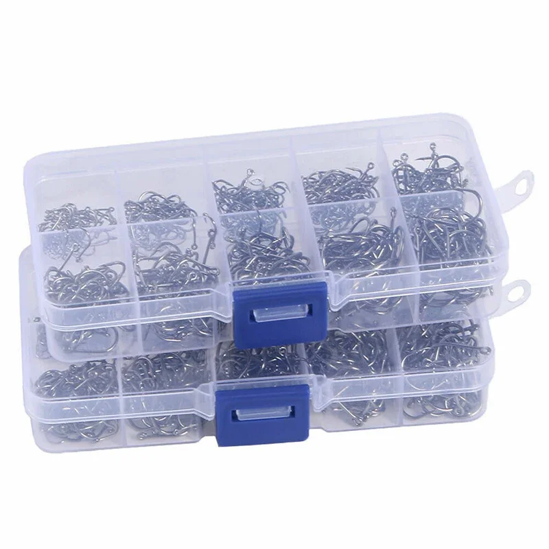 Fishing Hooks Carbon Steel Circle Hooks 50-1600pc Barbed Jig Tackle Box