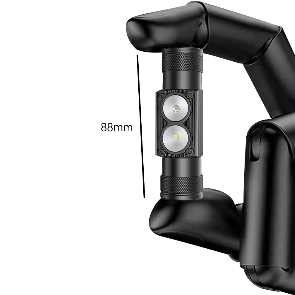 Lampe Frontale LED 10W Rechargeable Type-C, Blanc/rouge, 180°, étanche, Pour Camping