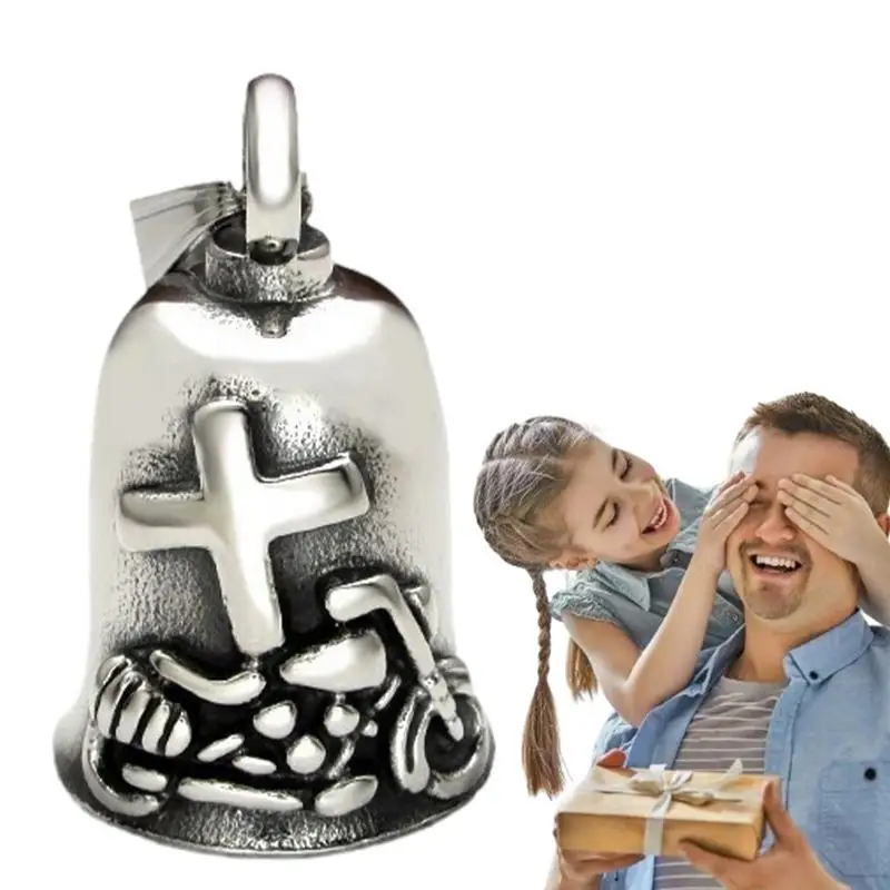 Moto Guardian Bells For Bikers Vintage Cross Key Chain For Luck On The Road Drive Safe For Bikers Riders Motorcycle