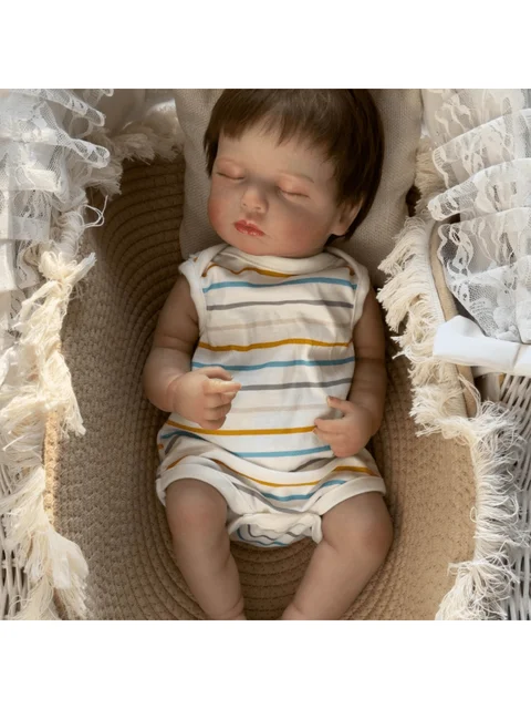 NPK 45CM Newborn Loulou Reborn Baby Doll Lifelike Asleep Soft Body Collectible High Quality Handmade with 3D Skin And Visible