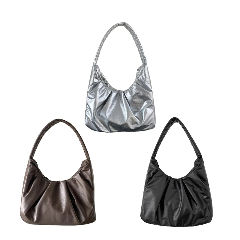 

2023 Armpit Bag Large Capacity Shoulder Bag Versatile Travel Bag Solid Color Leisure Handbag Tote Pleated Underarm Bag E74B
