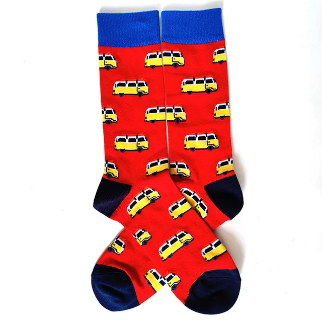 Chaussettes Tube en coton pour hommes 59 styles chaussettes amusantes motif de Fruits chien voiture Flamingo