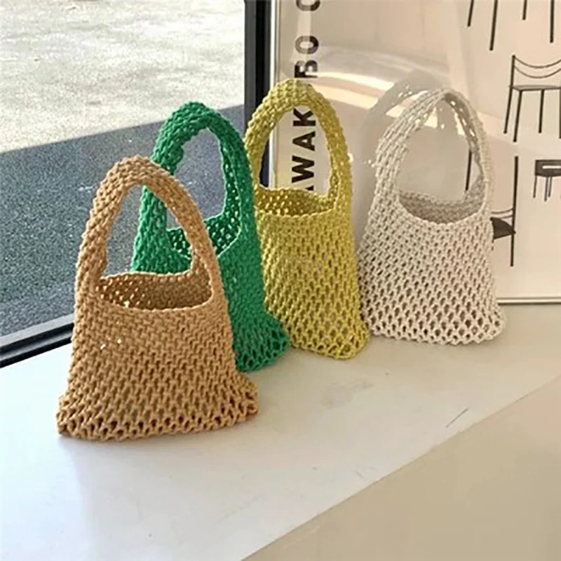 

Сетчатые синие сумки для женщин, плетеная корзина для овощей, роскошные летние кошельки и сумочки, модные кошельки, 2023