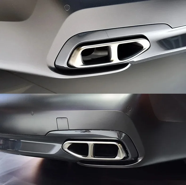 Für BMW 7er Serie F01 G11 G12 2009-2020 Edelstahl Auto-Endschalldämpfer Auspuffrohr-Abdeckung Aufkleber Auto-Zubehör – Detail 5
