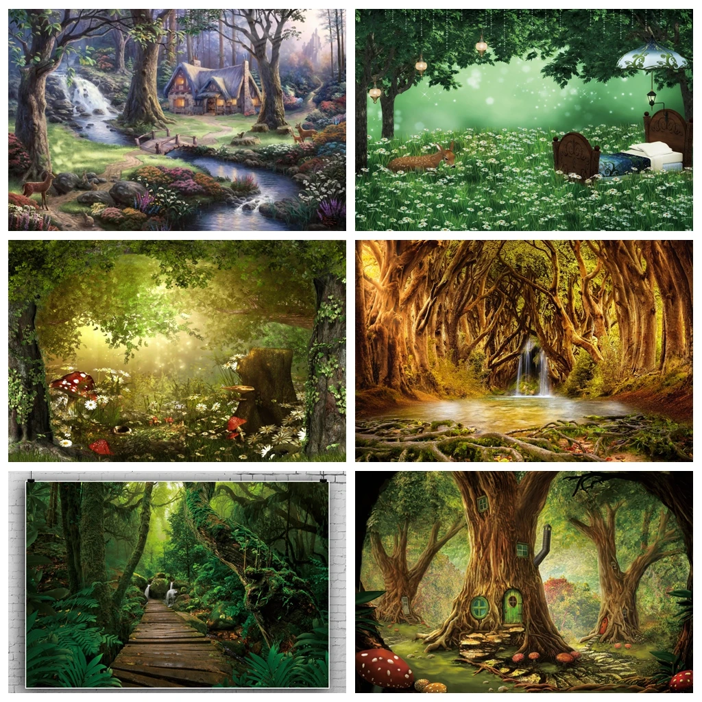 

Custom Green Forest Nature Landscape Photo Wedding Birthday Poster Banner Background Image Photography Studio Backdrop Props