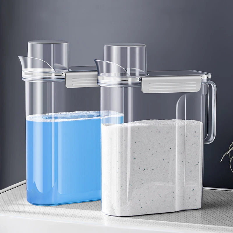 2L/2.8L Laundry Room Detergent Container with Measuring Cup Airtight Washing  Powder Storage Box Plastic Moistureproof Cereal Jar - AliExpress