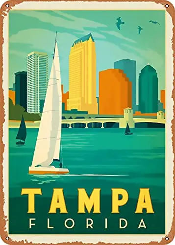 

Tampa Vintage Look Metal Sign Art Prints Retro Gift 8x12 Inch