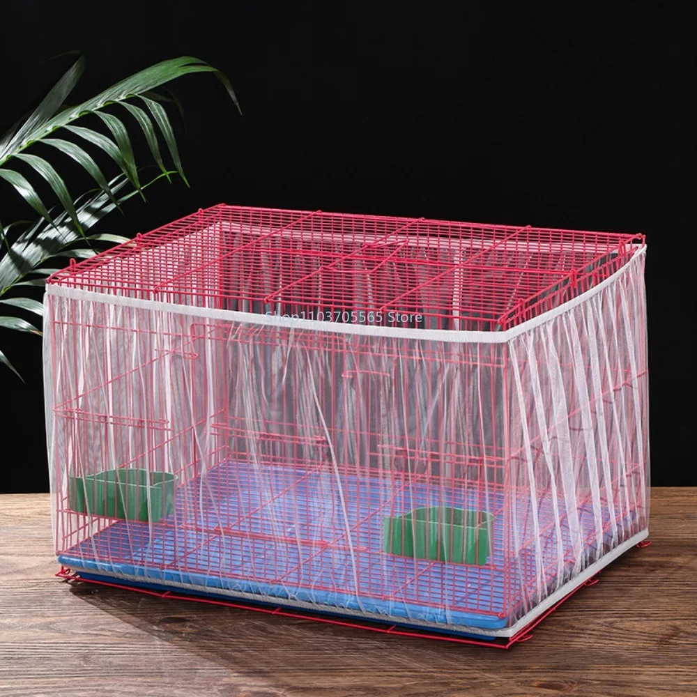 Nylon Mesh Bird Cage Cover Receptor Seed Guard Soft Easy Cleaning Airy Fabric Seed Catcher