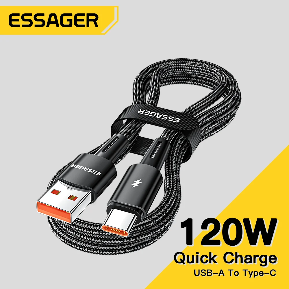كابل Essager 120 وات USB من النوع C شحن سريع للغاية شحن سريع 6A لهاتف Xiaomi 12Pro Redmi K50 Note 11 Pro لهاتف iPhone 16 pro max 15
