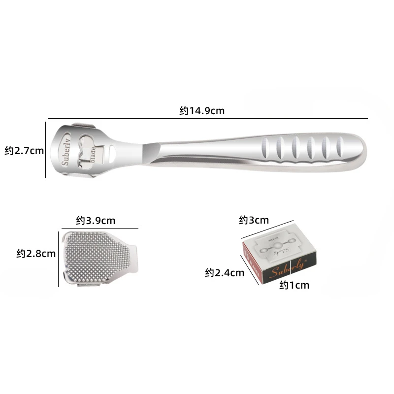 Foot Callus Shaver Heel Hard Skin Remover Stainless Steel Handle 10 Blades