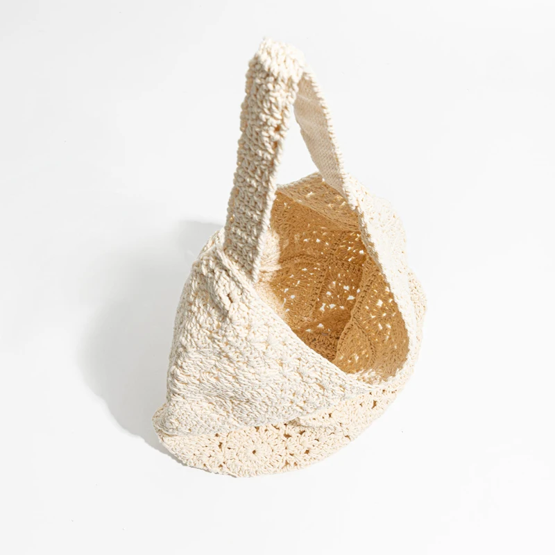 Casual Knitted Women Shoulder Bags Crochet Granny Square Large Tote Bag Behemian Summer Beach Bags Big Shopper Purses Vacation
