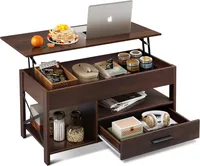 Coffee Table,Lift Top Coffee Table with Hidden Compartment, Storage Drawers and Storage Shelf for livingroom 1