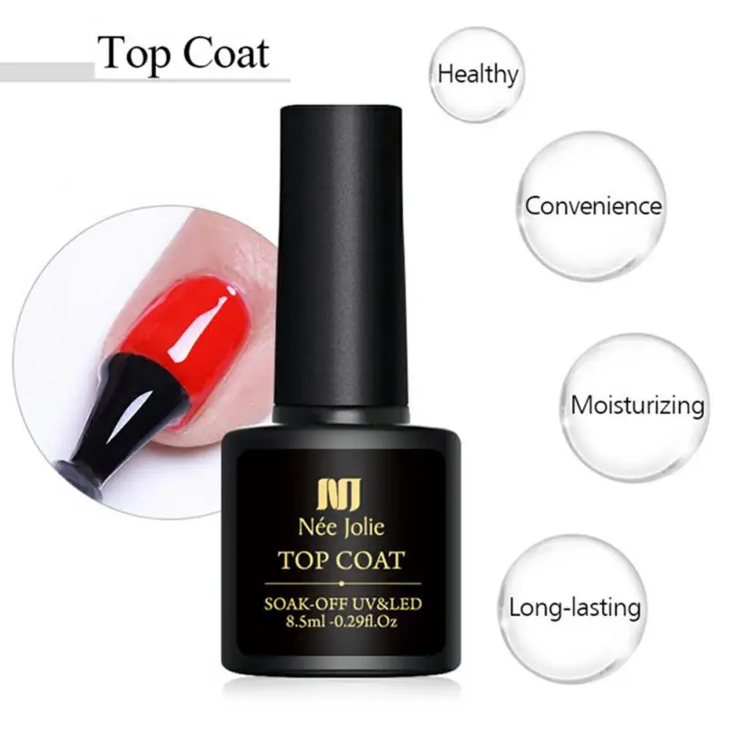 8.5ml Nail Gel Top Coat No Wipe UV Gel Varnish Sealing Shining Clear Nail Diamond Top Coat Removable Primer